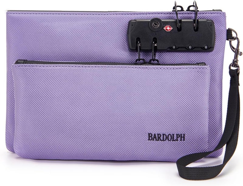 BARDOLPH Money Bag with Lock, Double layer Men & Women's Locking Accessories Pouch, BankBag,CashBag with Lock and Zipper NotaryBag with Lock (Purple) - Image 4